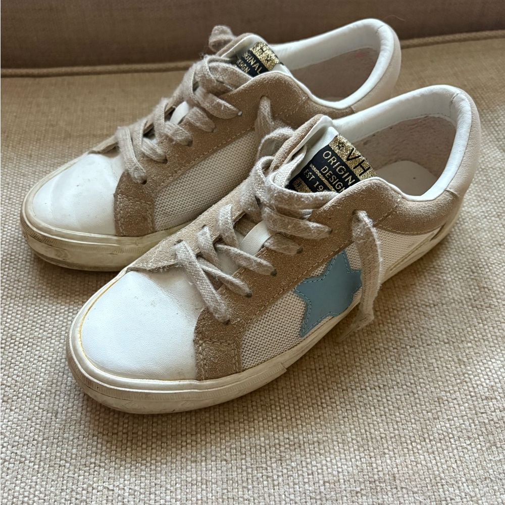 Vintage Havana Beige and Blue Star Sneakers
